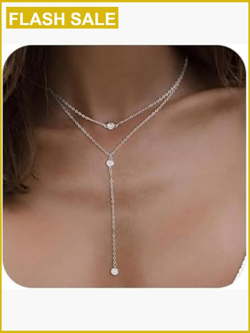 14K Gold Plated Y Necklace Dainty Lariat Layered Drop Chain V Neck Jewelry